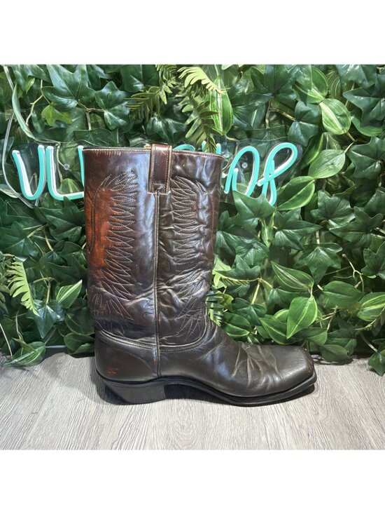 VTG Wrangler Patent Leather Thunderbird Cowboy Boots Rainbow Peacock Mens 12 D main image 5